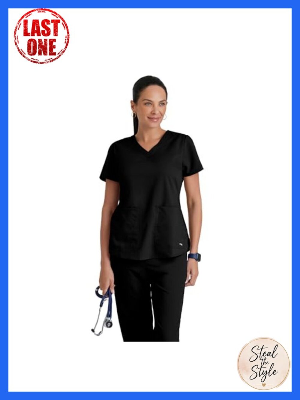 Grey's Anatomy Aubrey V-Neck Scrub Top Two Pocket Shirring Back